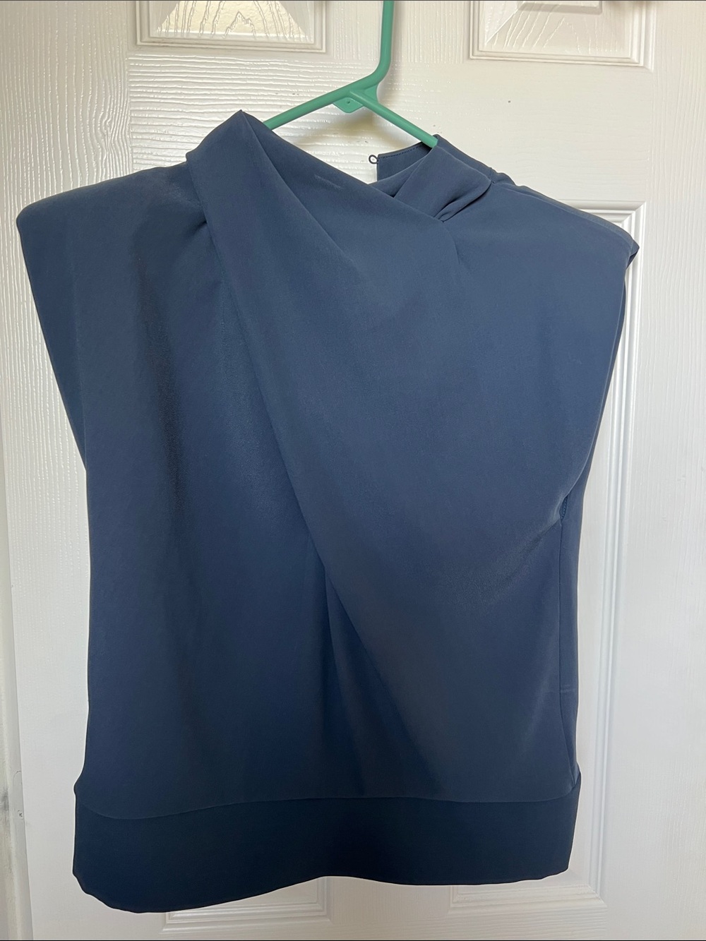 Worthington Navy Blue Draped Sleeveless Blouse